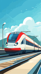 Naklejka premium Illustration of a modern high-speed train. Railway travel. Railroad.