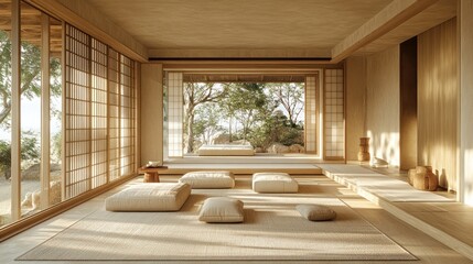Serene minimalist Japanese-style room.
