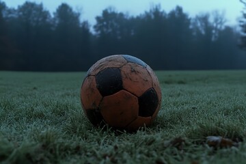 Fototapeta premium Frosted Field Soccer Ball