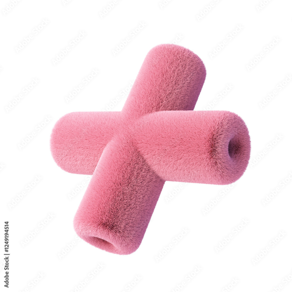 Sticker plush shape isolated on white background. 3d design element.