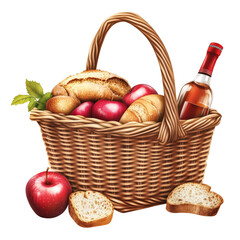 Isolated Wicker Basket with Apples