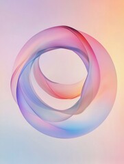 Obraz premium An abstract artwork featuring intertwining swirling loops in pastel colors against a gradient background.