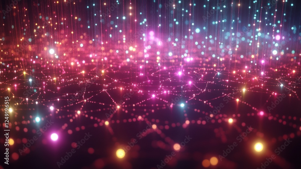 Aufkleber Abstract background with glowing particles and lines, creating a vibrant and dynamic visual effect.