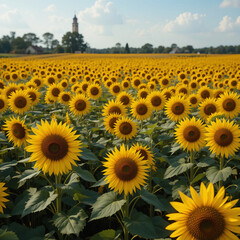Obraz premium A large field full of sunflowers