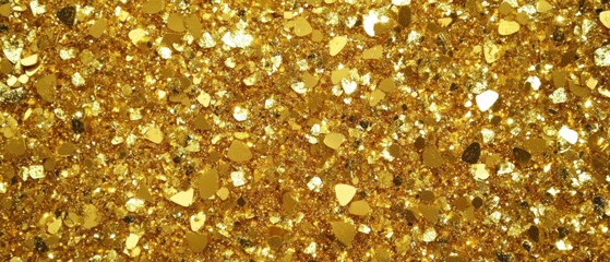 Shimmering gold glitter scattered on a textured surface