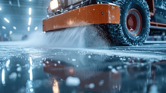Heavy-Duty Ice Resurfacer Smoothing Ice Rink Surface for Skating