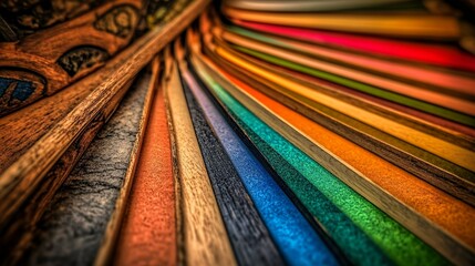 Vibrant Colored Papers Radial Pattern Close Up