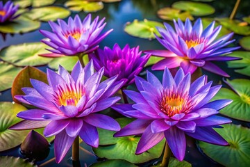 Obraz premium Top View Purple Lotus Flowers: Stunning Aerial Photography of Blooming Water Lilies