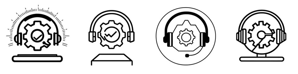 Headset and gear icon signify automated customer support solutions