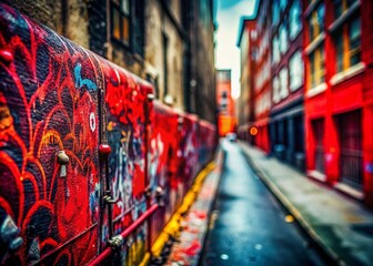 Urban Street Art Tilt-Shift Photography: Black, White & Red Graffiti