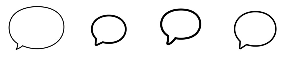 A speech bubble / speech balloon or chat bubble line art icon for apps and websites