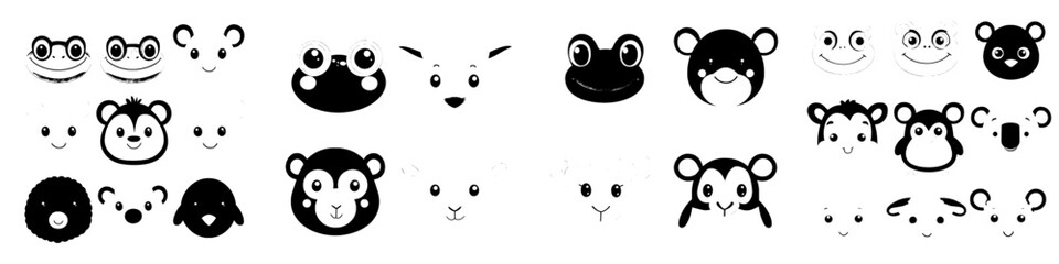 Cute cartoon animals for baby card and invitation. Modern illustration. Penguin, frog, mouse, sheep