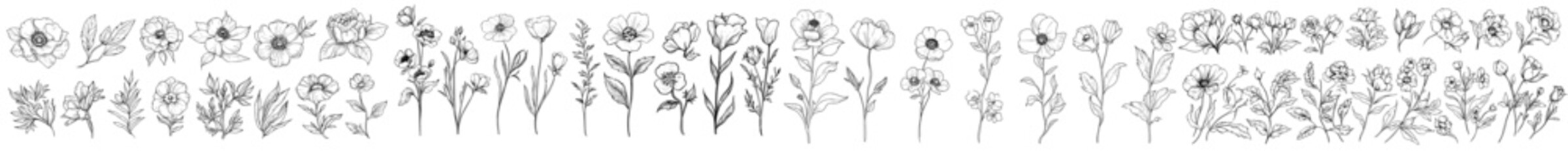 Create a modern illustration featuring tropical flowers and leaves