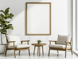 Minimalist seating area with modern chairs and neutral decor