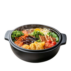 Steaming Hot Pot with Noodles and Vegetables