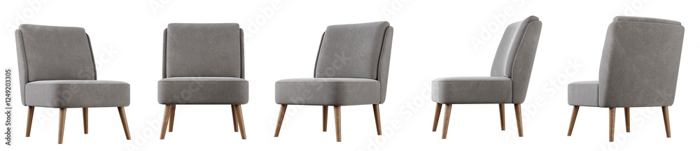 Aufkleber armchair set isolated on transparent background. 3d rendering.