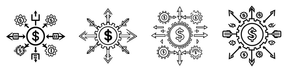 Modern icon for cost optimization and production efficiency