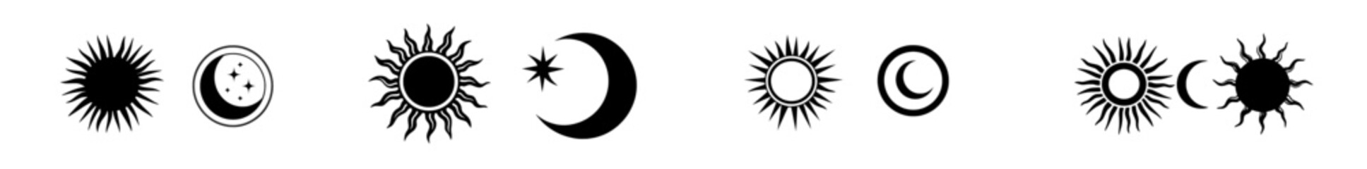 Icon line representing day and night, with symbols for dark and light modes in a modern style. Includes icons for adjusting screen brightness and contrast levels. Features a dark mode toggle. Modern