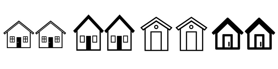 Townhouse editable stroke outline icon isolated on white background, flat modern illustration. Pixel perfect. 64 x 64