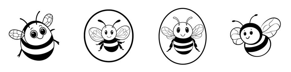 Funny hand-drawn bee character, nature insect doodle illustration