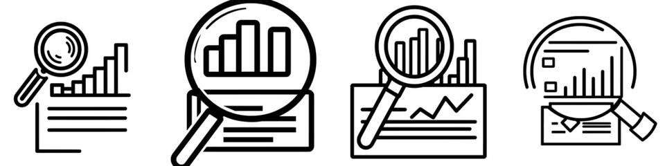 An icon depicting market analysis, data research, marketing strategy, and business insight