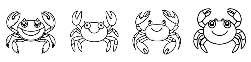 Cute crab depicted in hand-drawn doodle style on a white background