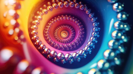 Vibrant, circular pattern of colorful beads and stones in a tunnel-like structure