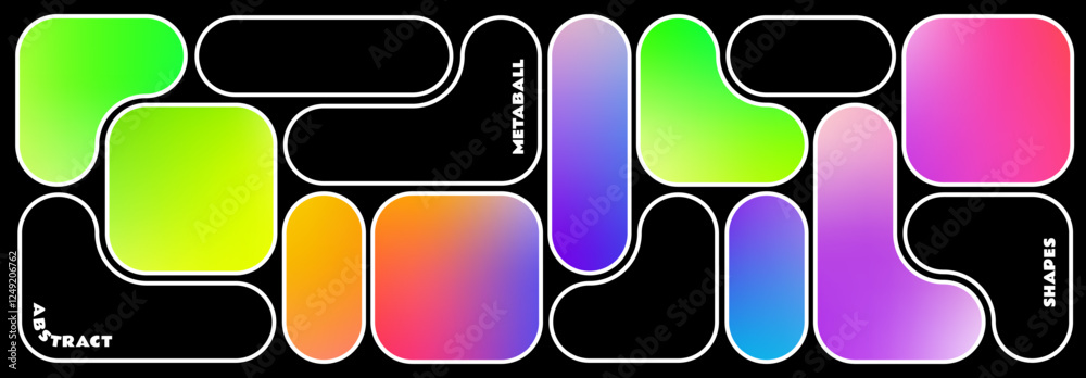 Poster Abstract Bento Grid Shapes. Vector UI Interface Design. Y2K Background with Gradient Geometric Shapes