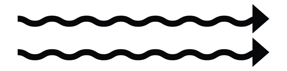 wave and curved wave long arrow icon, horizontal wave long curved arrow icon. vector illustration.
