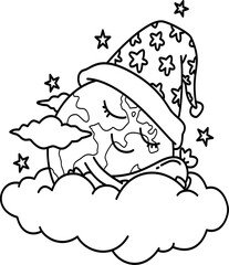 Hand drawn earth day cartoon doodle outline