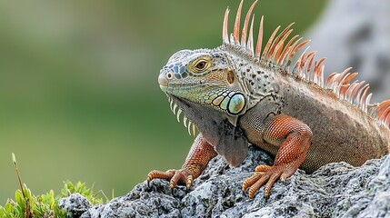 Fototapeta premium Iguana on a Rock in Natural Habitat