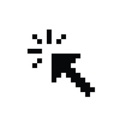 pixel arrow icon.  Vector pixel art cursor click 8 bit logo for game