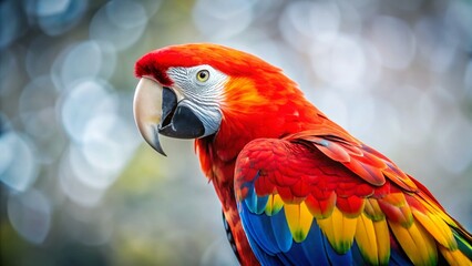 Obraz premium Vibrant Scarlet Macaw Parrot Isolated on Pure White Background