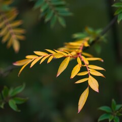yellow leaves on a branch