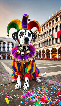 Cane Dalmata giullare a Carnevale