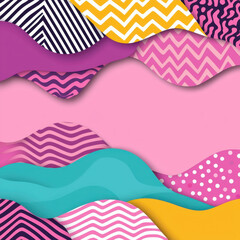 Obraz premium Vibrant abstract waves with colorful geometric patterns