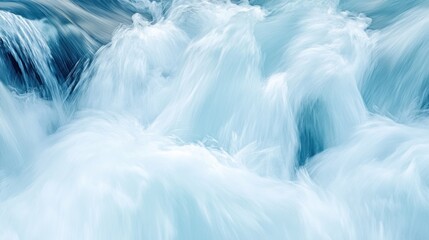 Abstract close-up of fast-flowing icy blue water, creating dynamic texture and movement.