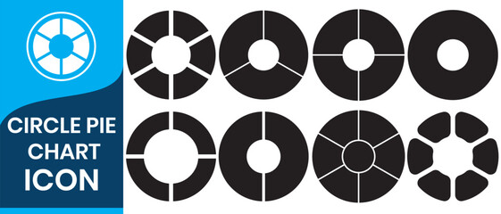 Pie chart set.  diagram collection with 2,3,4,5,6 sections or steps. Circle icons for infographic, UI, web design, business presentation.