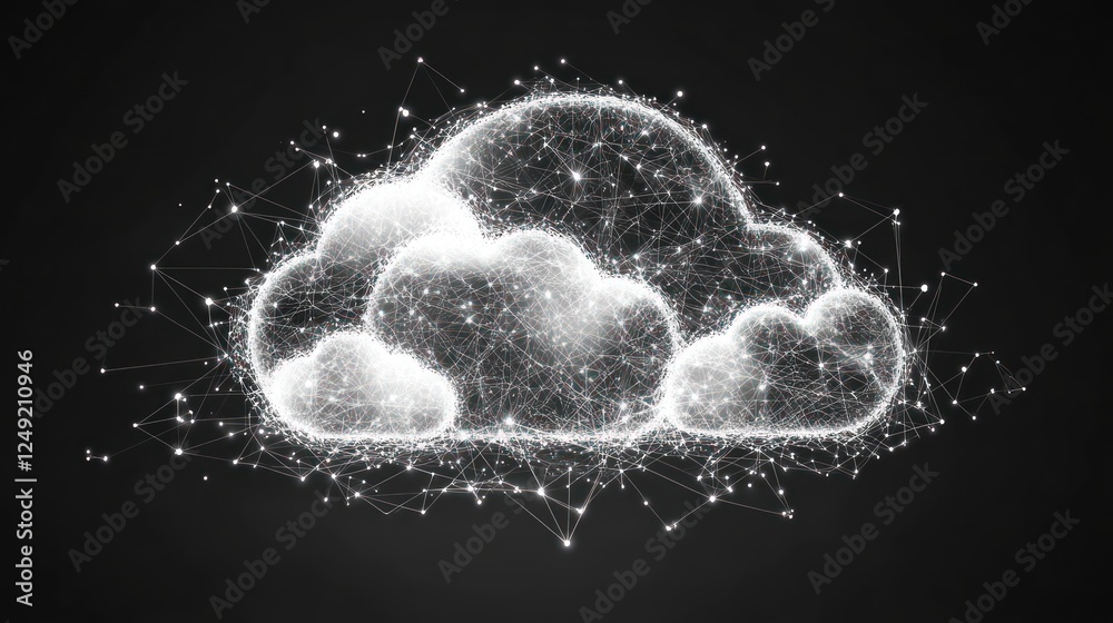 Fototapete Abstract cloud computing network connection concept.