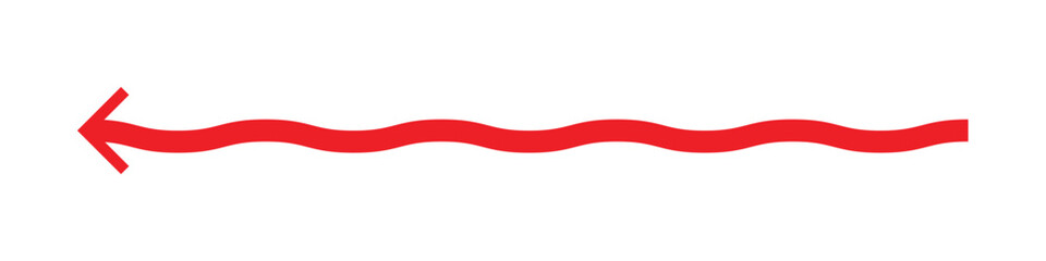 wave and curved wave long arrow icon, horizontal wave long curved arrow icon. vector illustration.