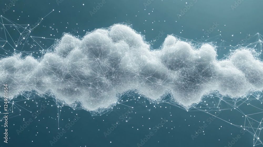 Poster abstract cloud computing network connection visualization.