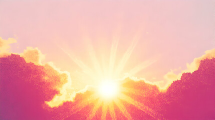 Fototapeta premium A breathtaking view of the sun rising above the clouds, illuminating the sky with vibrant orange and pink hues. This stunning natural phenomenon symbolizes hope and new beginnings.