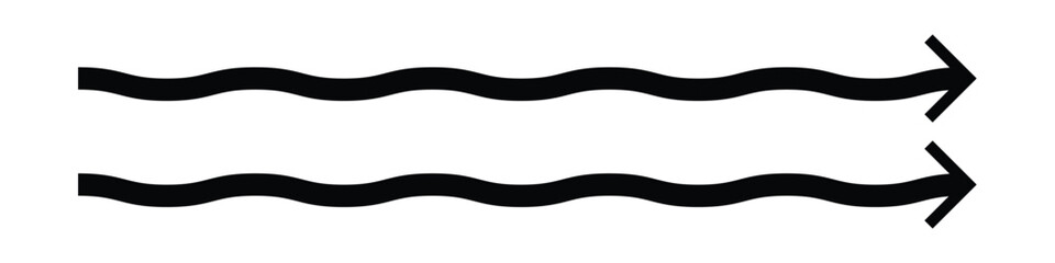 wave and curved wave long arrow icon, horizontal wave long curved arrow icon. vector illustration.