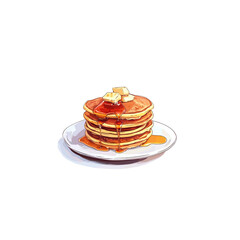 Mouthwatering Stack of Pancakes with Butter and Maple Syrup