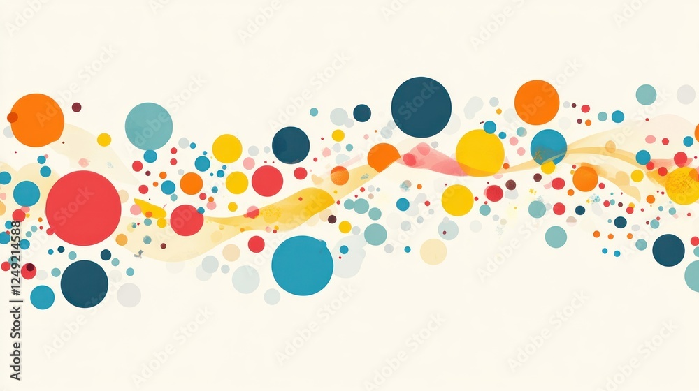 Aufkleber abstract colorful circles and wavy lines background.