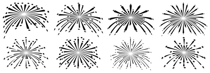 New Years or Independence Day fireworks flat icon of vector illustration 