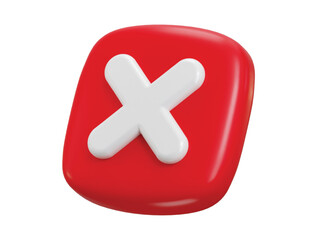 Fototapeta premium Cross Mark icon 3d render concept of negative check list button, failed, false tick, reject, disagree on application vector illustration
