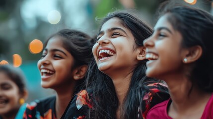 Obraz premium A candid moment of young women expressing pure happiness and togetherness