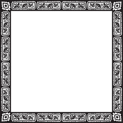 Vector black monochrome square national Indian patterns. National ethnic ornaments, borders, frames. colored decorations of the peoples of South America, Maya, Inca, Aztecs