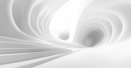 Abstract White Landscape Minimalist Design Background with Soft Light and Flowing Curves